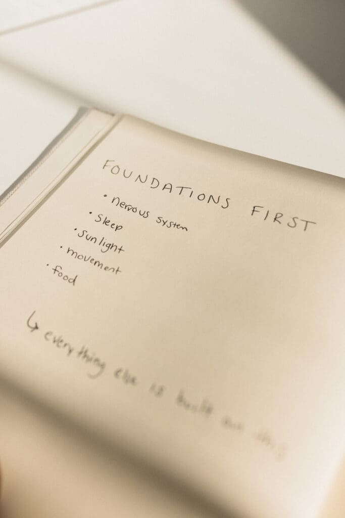written foundations in a notebook